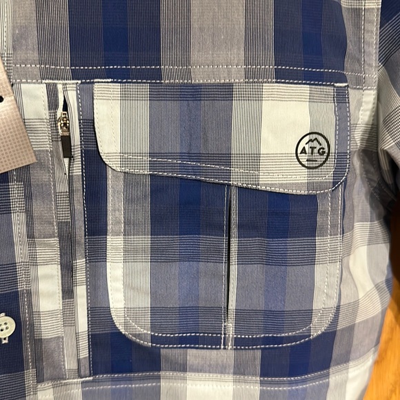 Wrangler Small ATG blue plaid All Terrain Gear short sleeve button down … - Picture 3 of 11